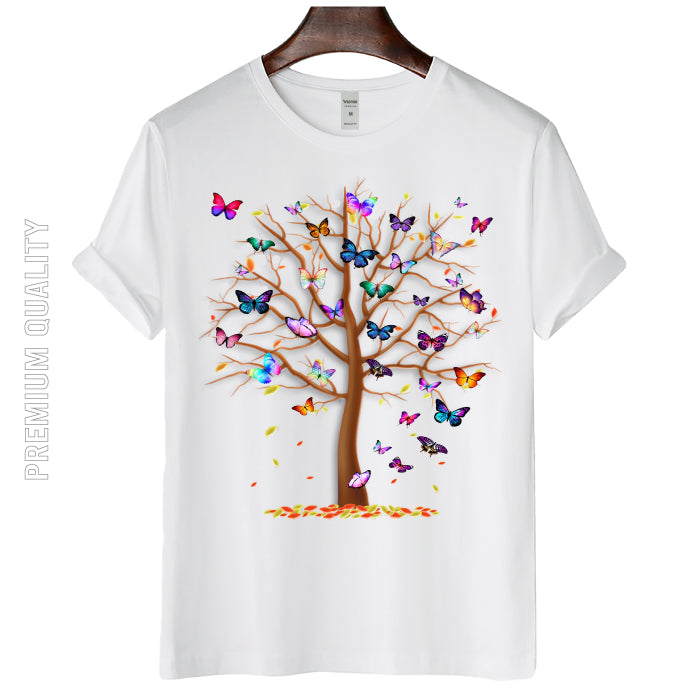 Classic and Comfort Artistic Butterfly Tree T-shirt for Men, Women and Babies.