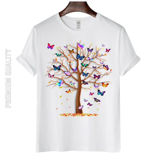 Classic and Comfort Artistic Butterfly Tree T-shirt for Men, Women and Babies.